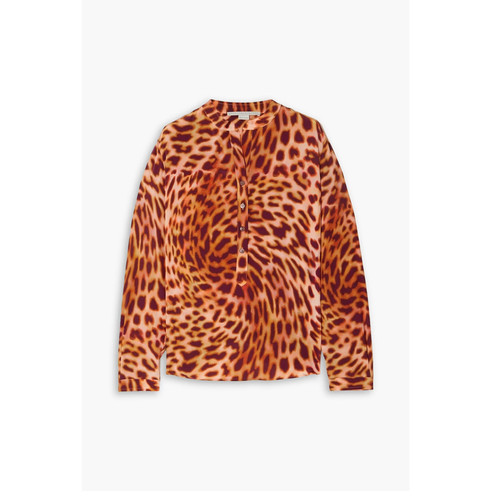 STELLA MCCARTNEY $775 Leopard Print 100% Silk De Chine Shirt Top Size 44